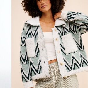 Anthropologie zig-zag Sherpa jacket
